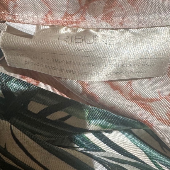 TRIBUNE STANDARD Orange and Green Botanical Sleeveless 100% Silk Dress - Size L. - Picture 16 of 16